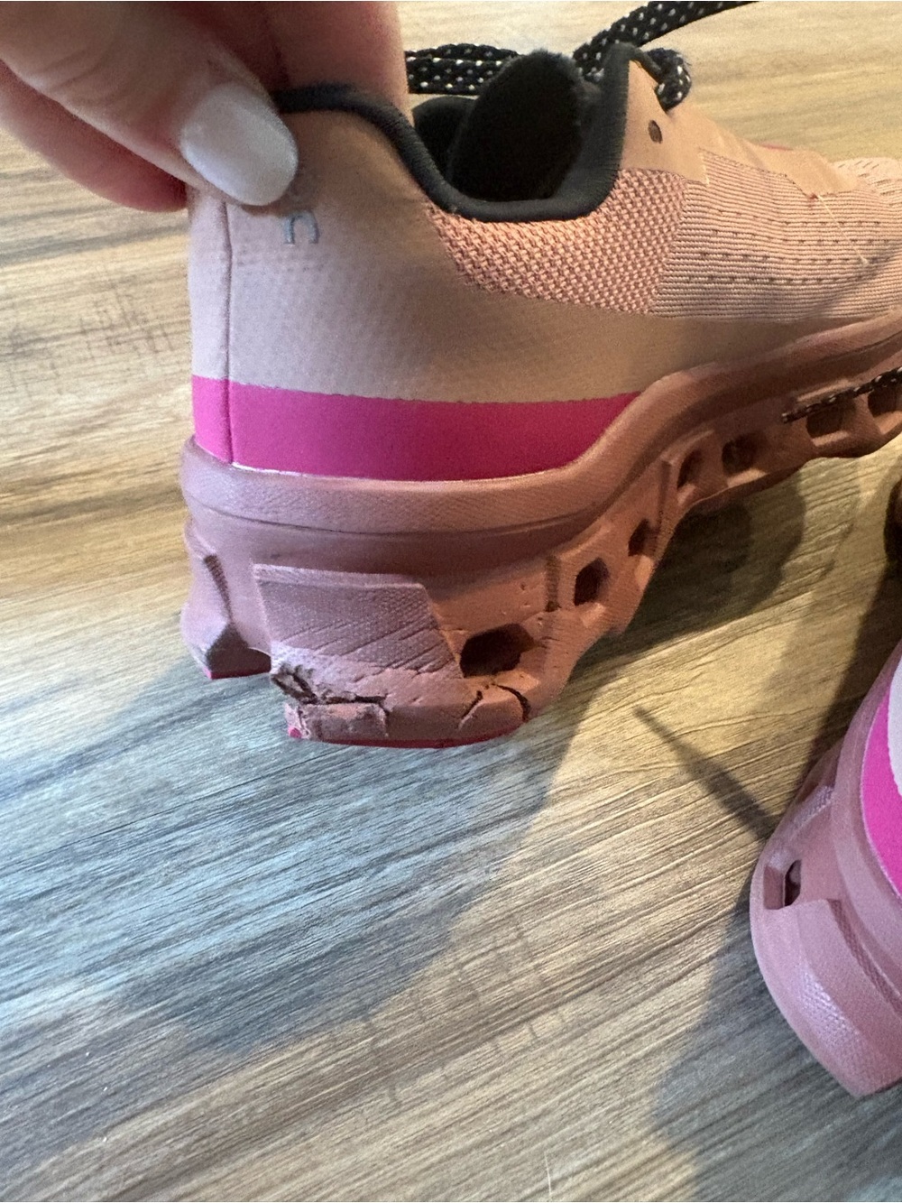 On Running Pink/Black Women’s Athletic Running Shoes - Picture 5 of 6